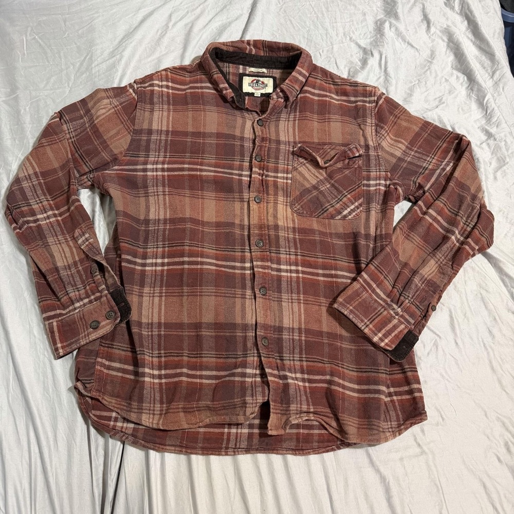 Field & Forest Button Up Shirt Mens XL Brown Plaid Legend Flannel Outdoor Casual